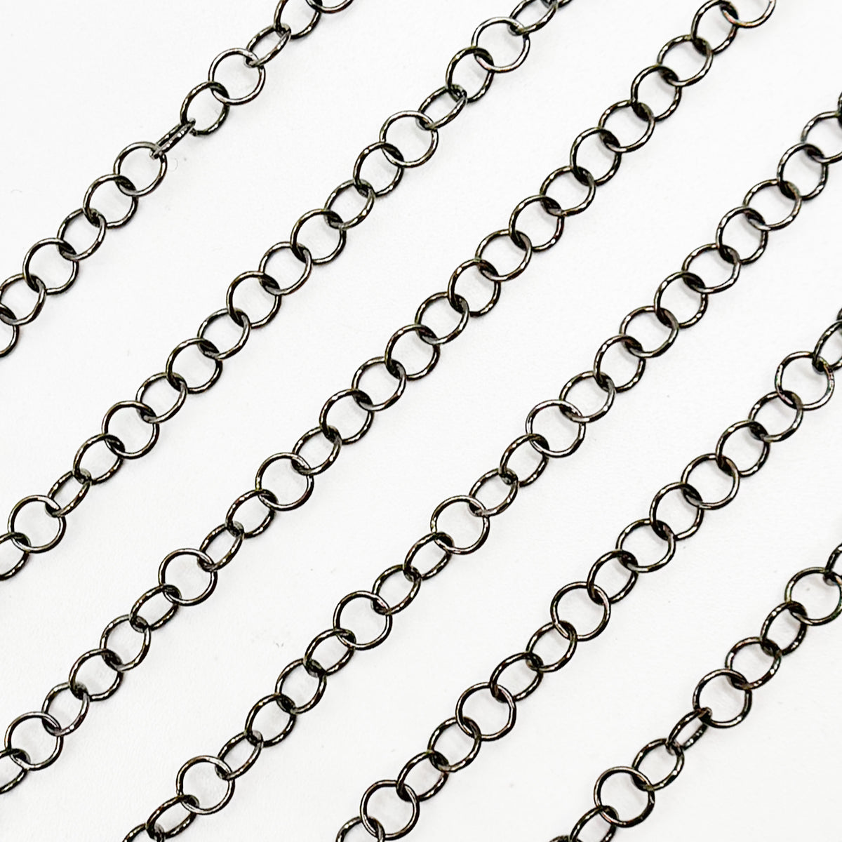 Black Rhodium Sterling Silver Cable Link Chain
