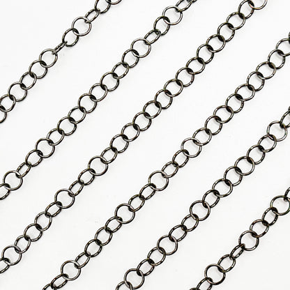 Black Rhodium Sterling Silver Cable Link Chain