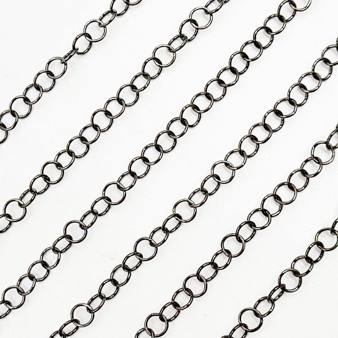 Black Rhodium Sterling Silver Cable Link Chain