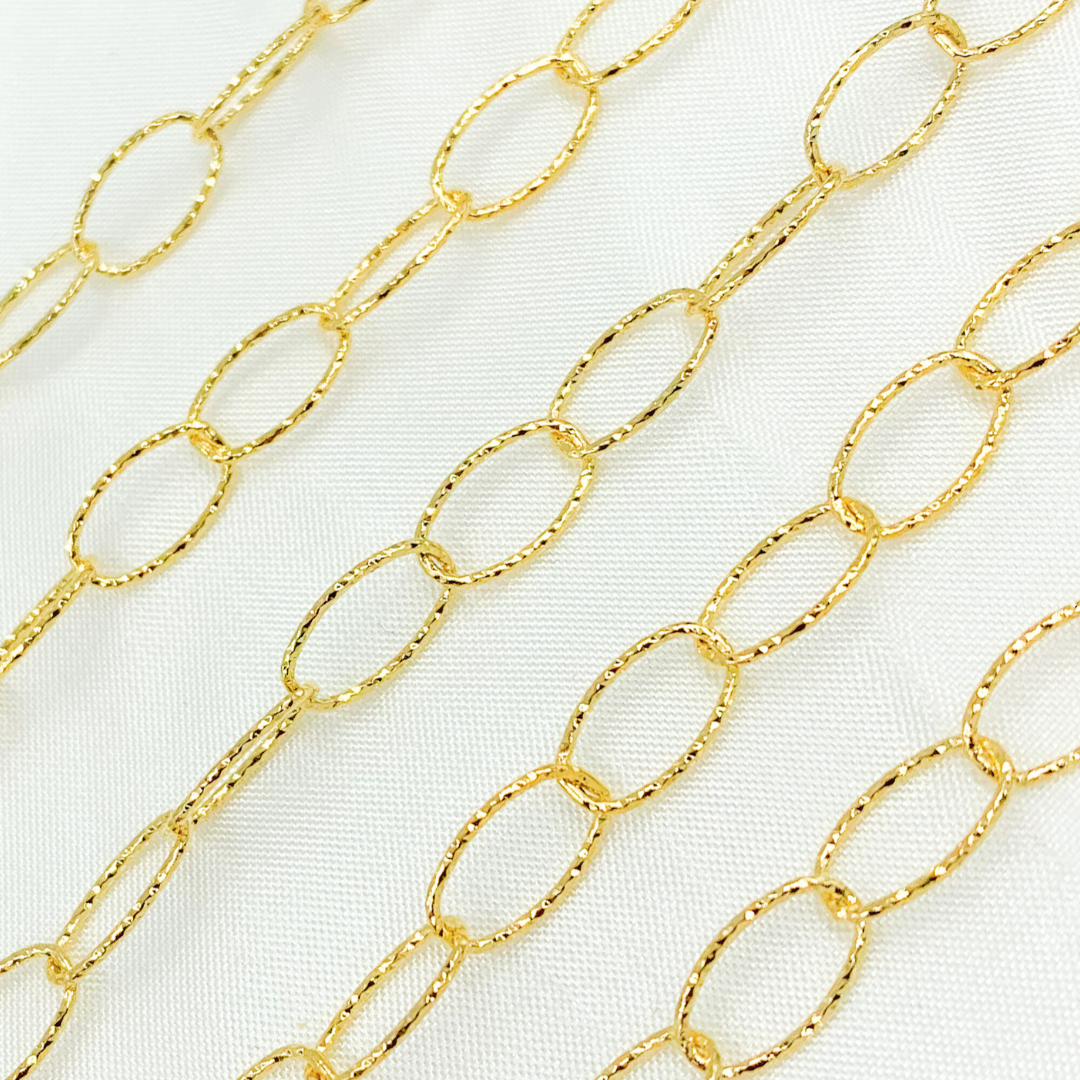 Gold Plated Sterling Silver Diamond Cut Oval Link Chain