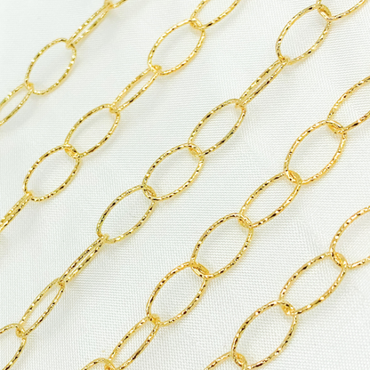 Gold Plated Sterling Silver Diamond Cut Oval Link Chain