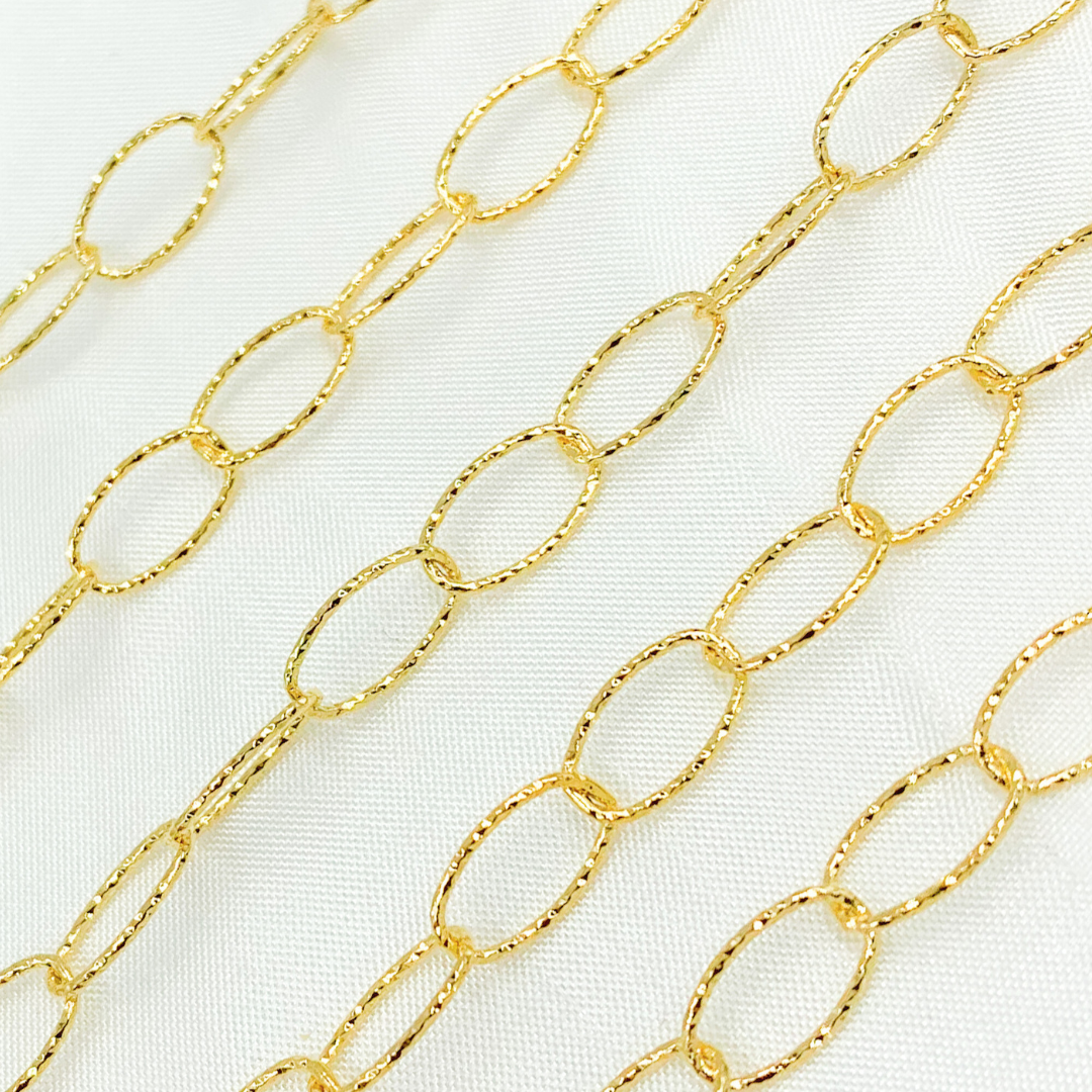 Y72AGP. Gold Plated Sterling Silver Diamond Cut Oval Link Chain.