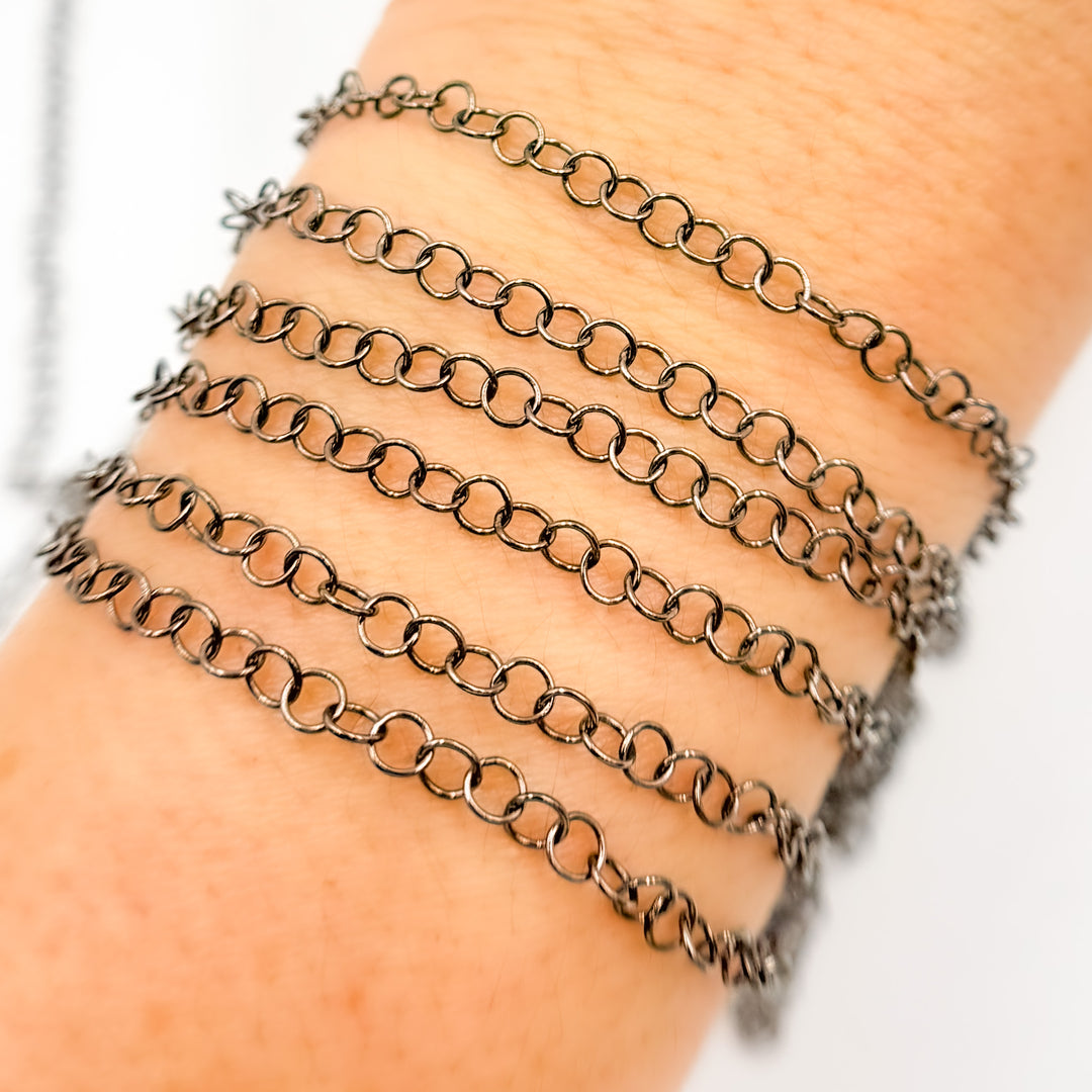 Black Rhodium Sterling Silver Cable Link Chain