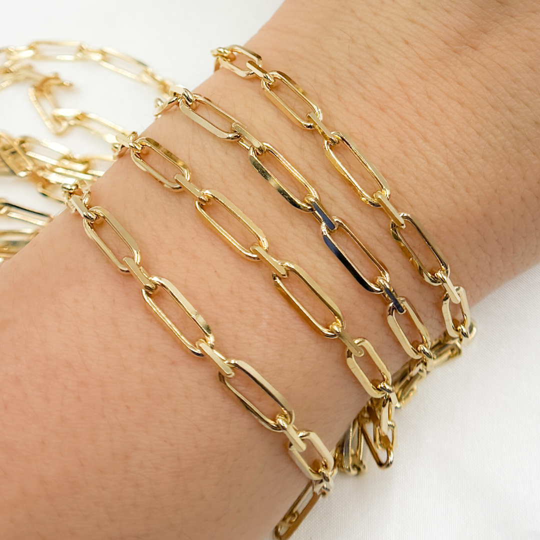 Z48GP. Gold Plated 925 Sterling Silver Diamond Cut Paperclip Link Chain