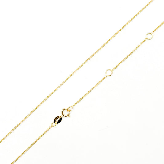 030R01LGJ08018K. 18K Solid Gold Cable Chain with Extender