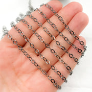  Black Rhodium Sterling Silver Diamond Cut Cable Chain