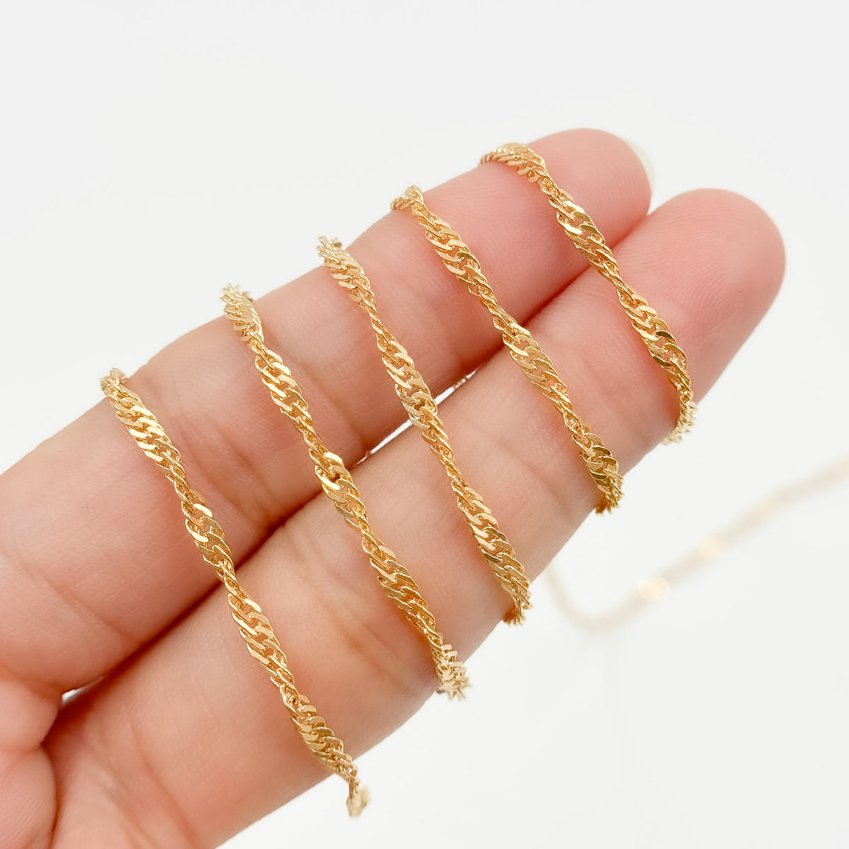 V317GF. 14K Gold Filled Twisted Singapore Unfinished Chain