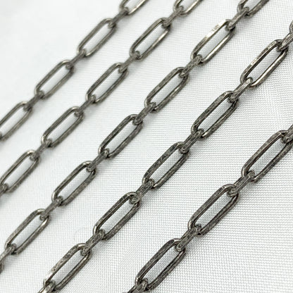 Oxidized Sterling Silver Paperclip Link Chain