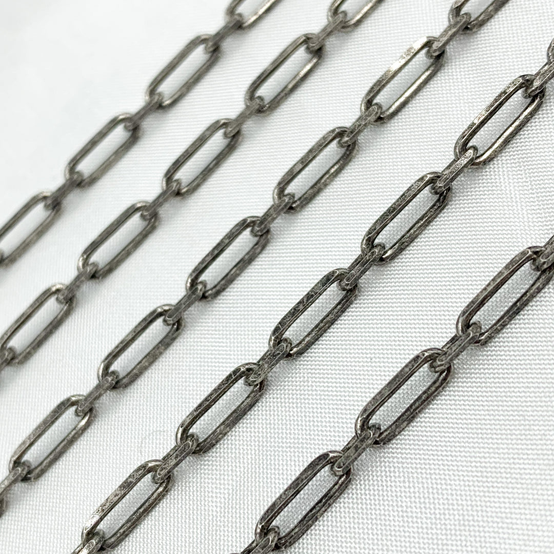 Oxidized 925 Sterling Silver Paperclip Link Chain. Z47OX