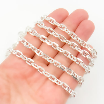 Sterling Silver Diamond Cut Marina Chain