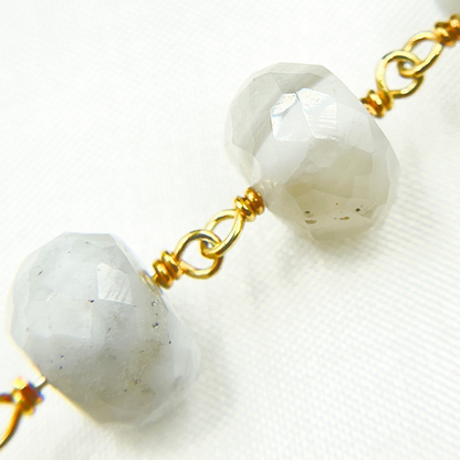 Blue Lace Agate Gold Plated Wire Chain.