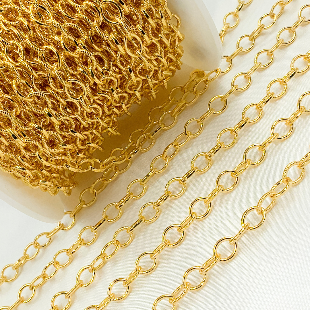 589GF. 14k Gold Filled Cable Smooth and Hammered Links Chain