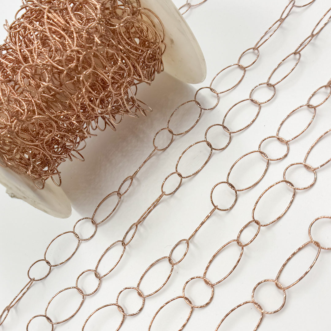 Y31RGP. Rose Gold Plated Silver Diamond Cut Cable Chain