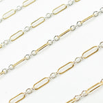 Load image into Gallery viewer, XM/1931K/SP. 14K Gold Filled and Sterling Silver Knurled Link Chain – Long &amp; Short Pattern