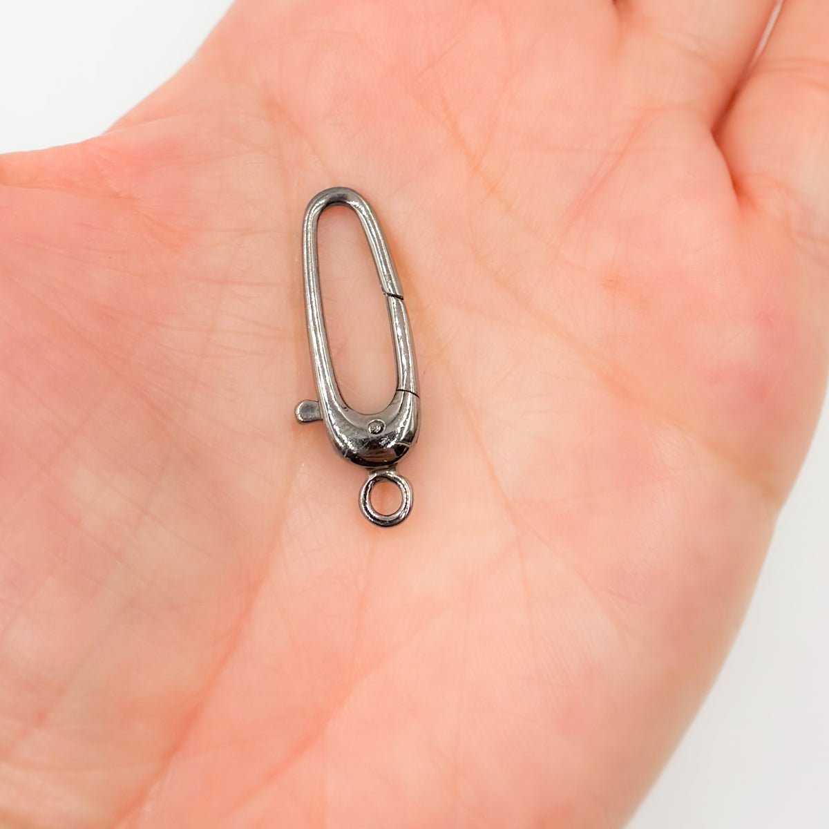 30MM Black Rhodium Shiny Sterling Silver Oval Clasp