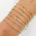 Load image into Gallery viewer, V295TURGF. 14K Gold Filled Turquoise Color Enamel with Paperclip and Diamond Cut Marina Links