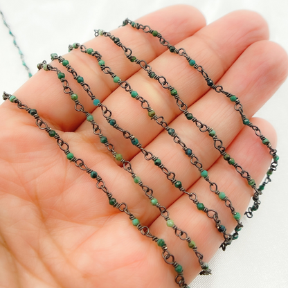 Chrysocolla Black Rhodium Sterling Silver Wire Chain