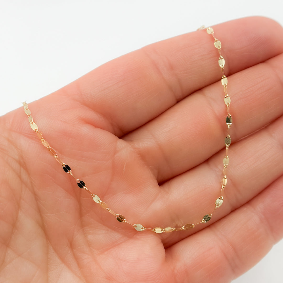 027FV1018K. 18K Solid Gold Flat Marina Chain