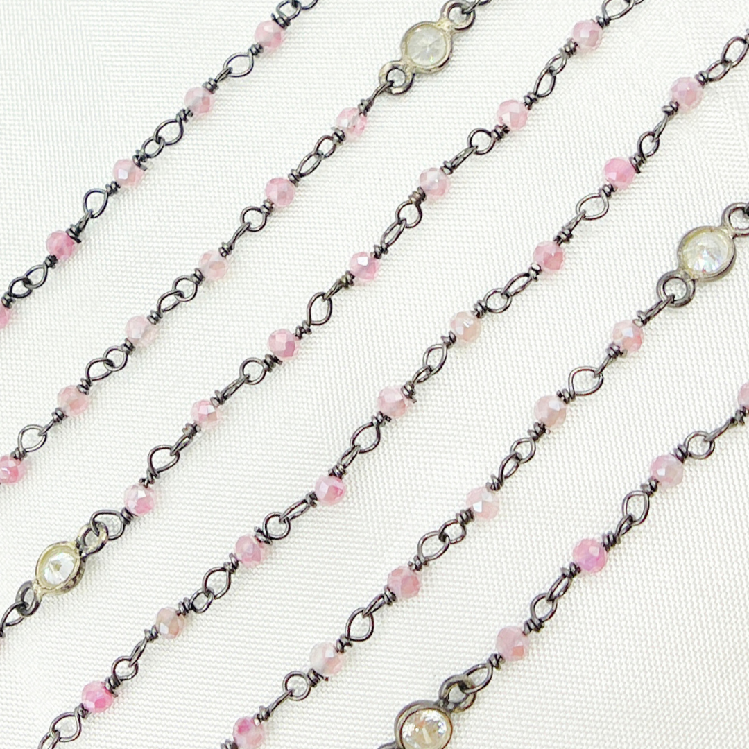 Buy Online Now Coated Red Quartz & CZ Wire Wrap Chain
