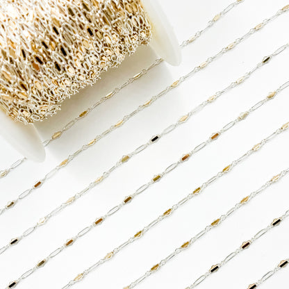 XM/901B/SP. 14K Sterling Silver and gold-filled fancy twisted oval link chain