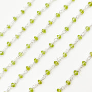 Peridot Gemstone Sterling Silver Wire Chain