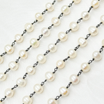 Load image into Gallery viewer, Oval White Freshwater Pearl Wire Wrap Chain. PRL31
