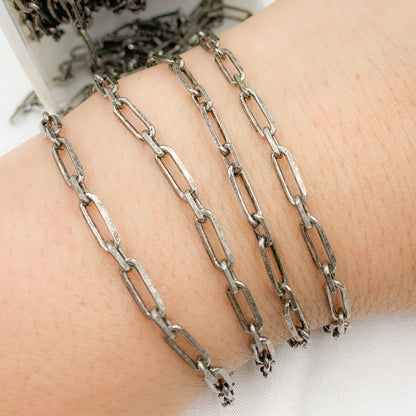 Oxidized Sterling Silver Paperclip Link Chain