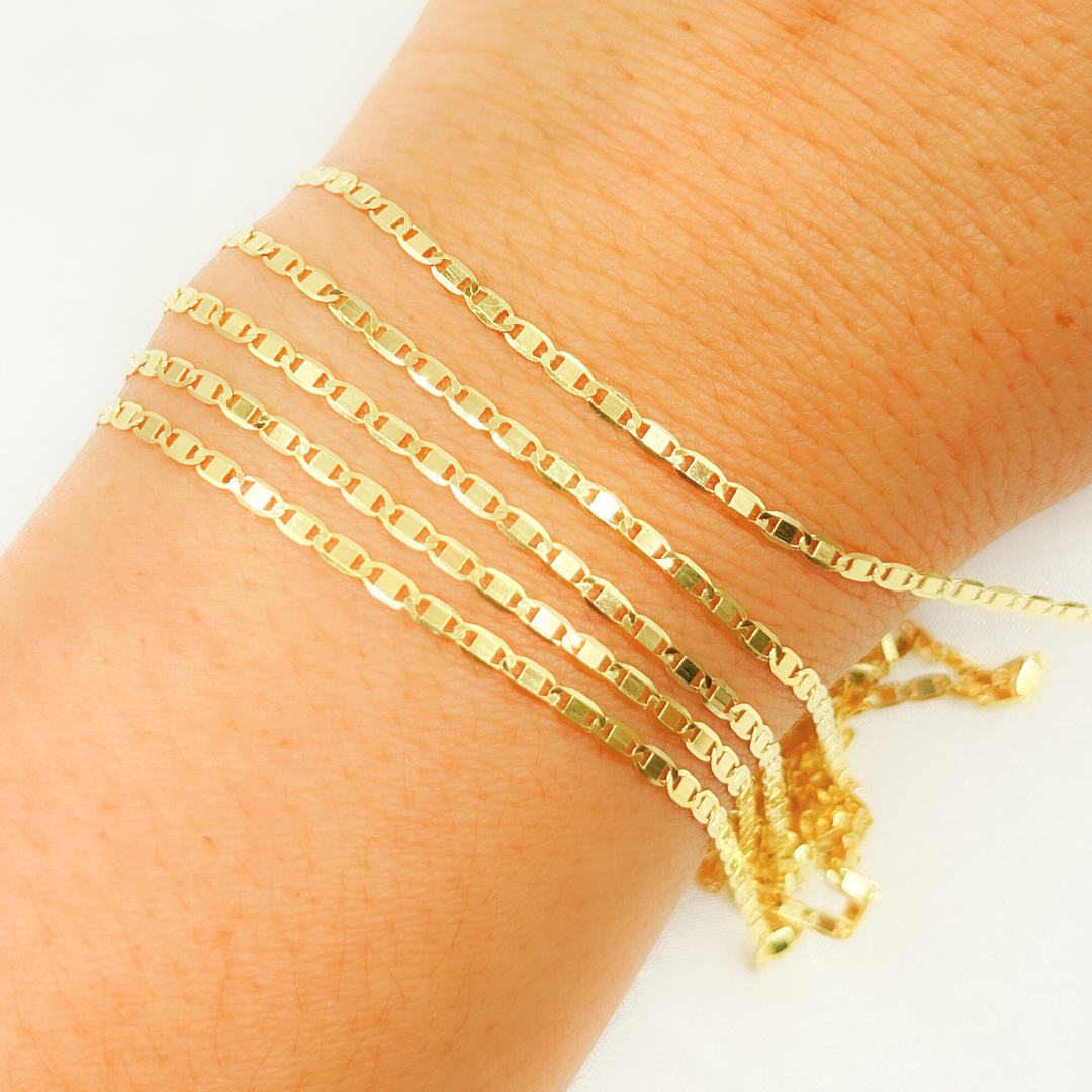 14k Solid Gold Mirror Marina Link Chain