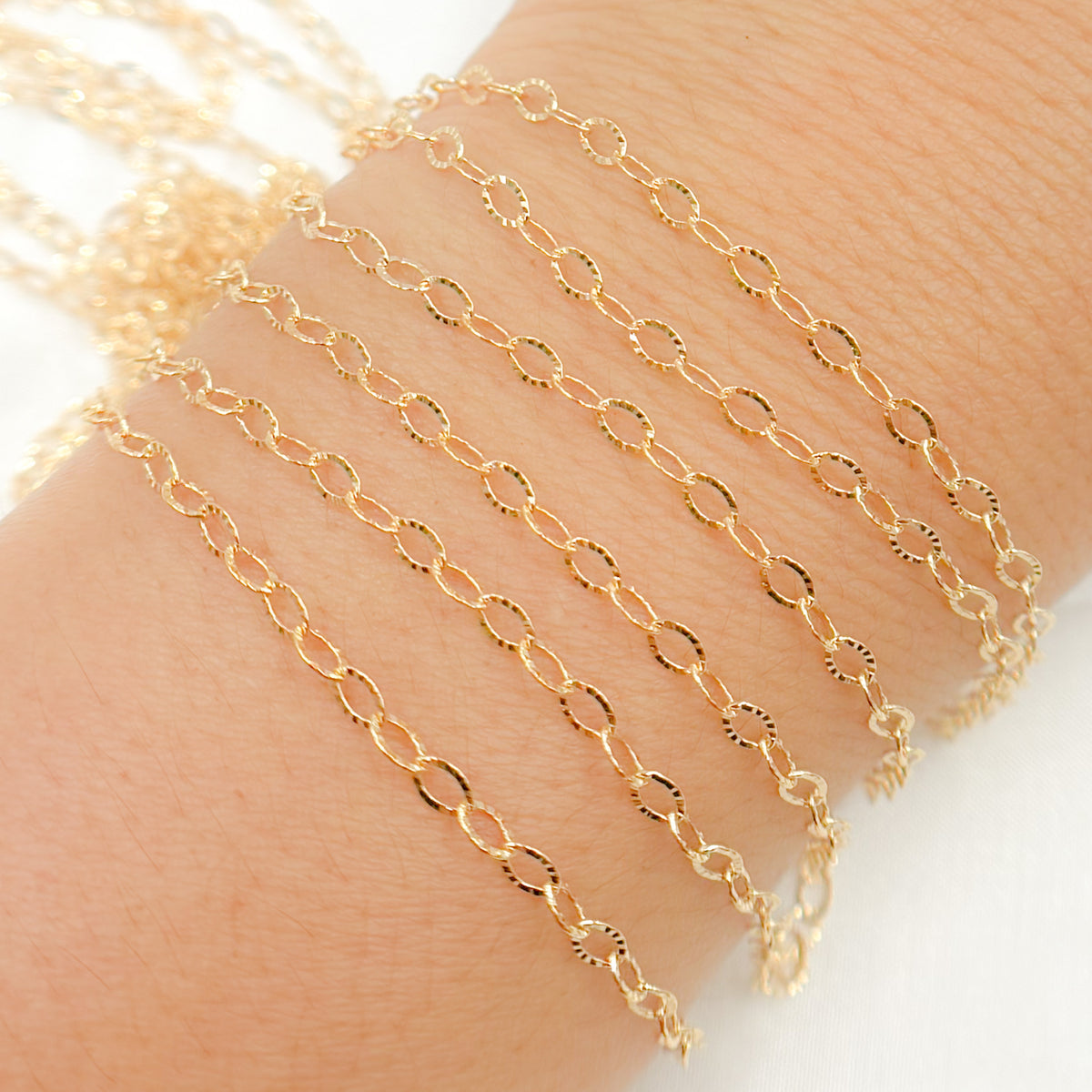14K Gold Filled Hammered Oval Chain Link