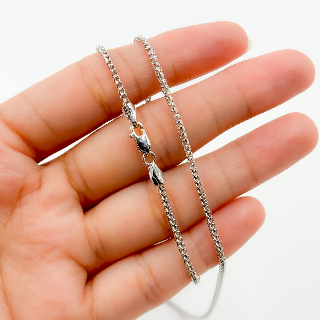 050FRDTL426WG. 14K White Solid Gold Franco Link Chain