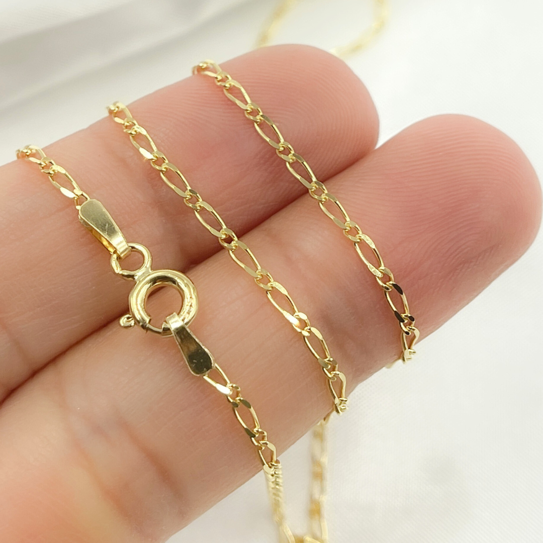 14k Solid Yellow Gold Short & Long Link Chain
