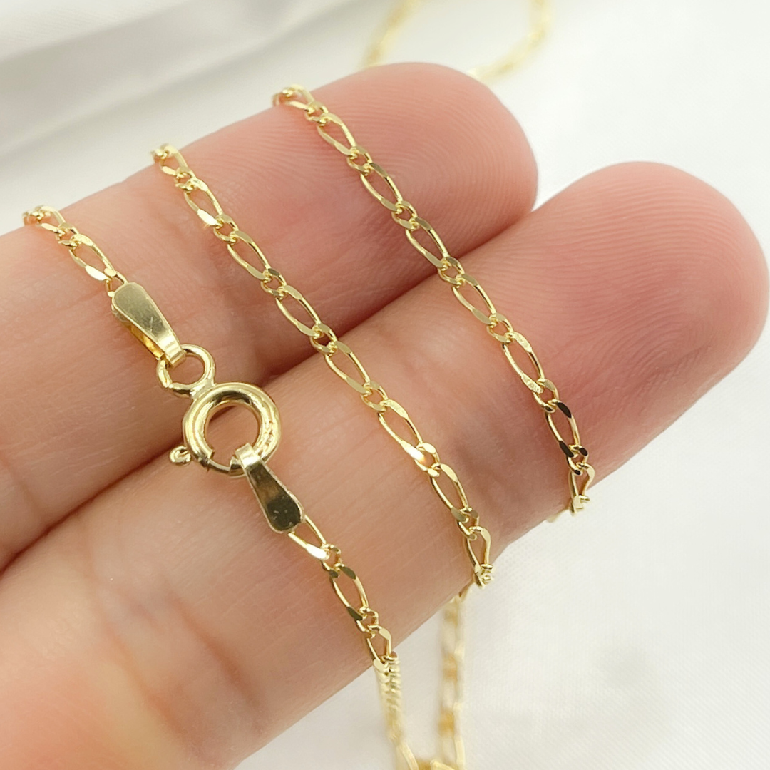 040GA1T2. 14k Solid Yellow Gold Short & Long Link Chain