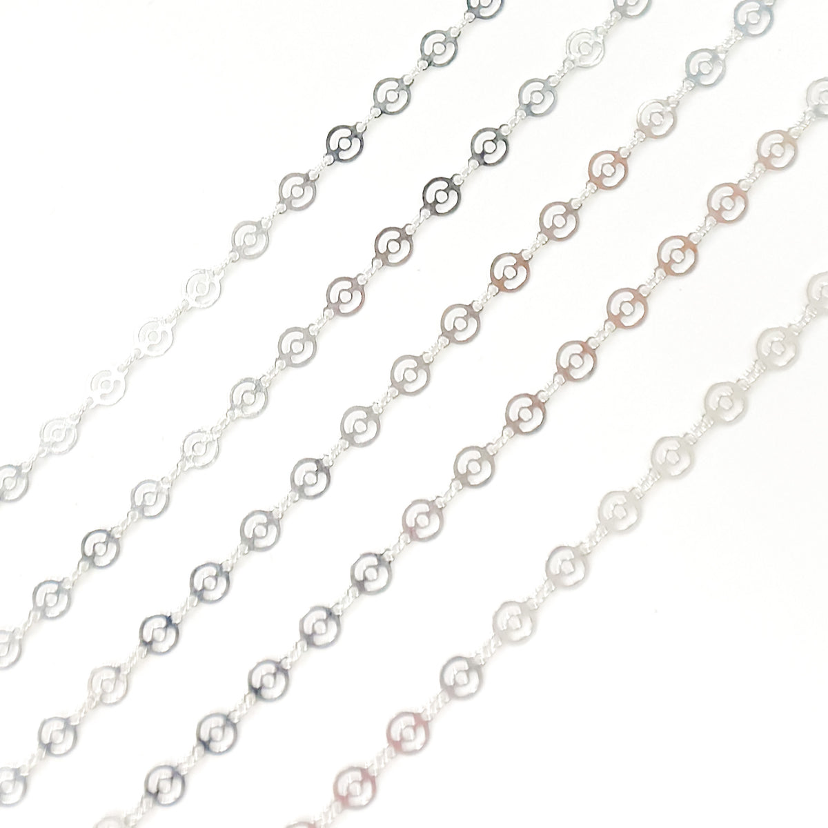 Sterling Silver Patterned Round Disc Link Chain