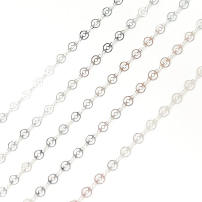 Sterling Silver Patterned Round Disc Link Chain