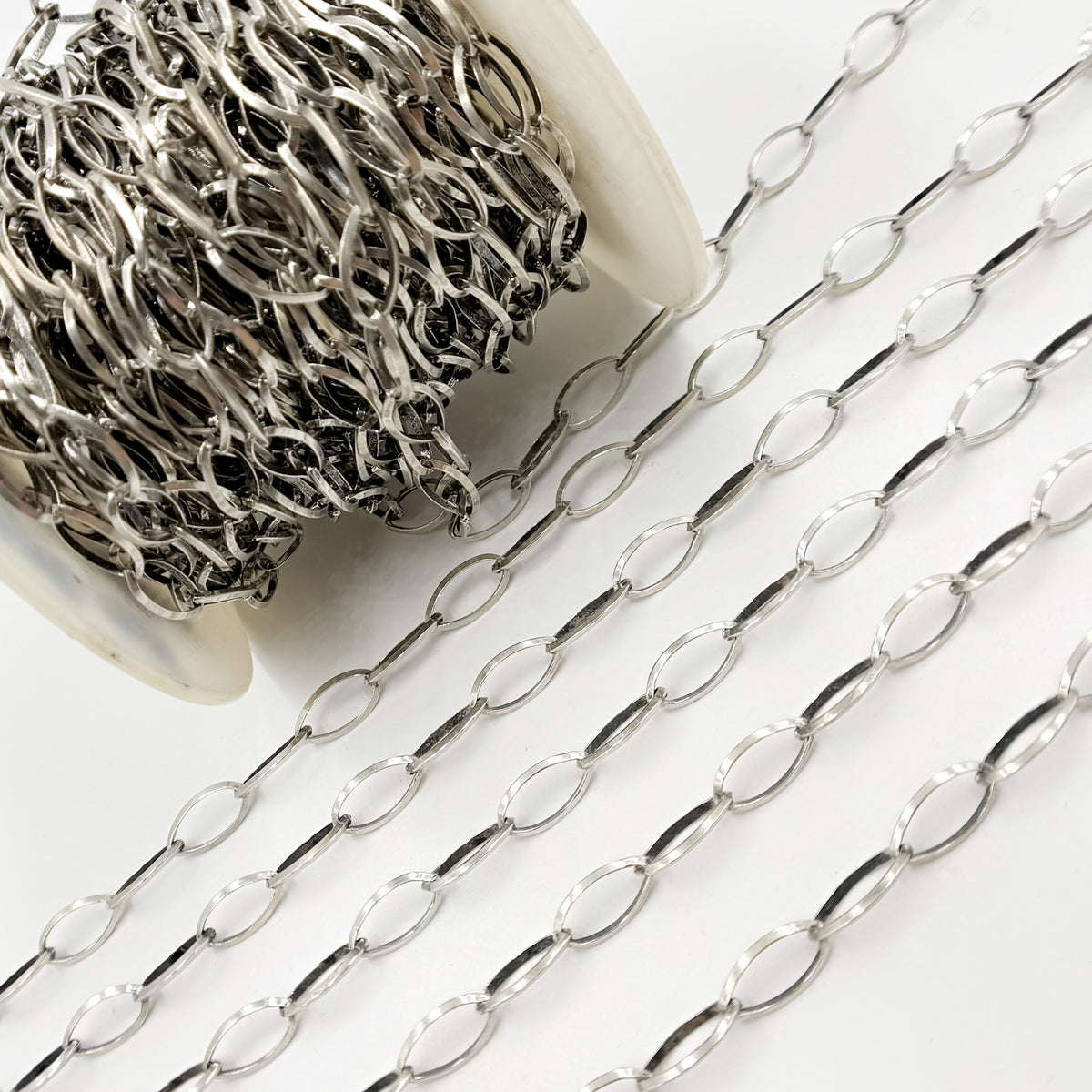 Oxidized Sterling Silver Marquis Shape Link Chain