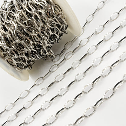 Oxidized Sterling Silver Marquis Shape Link Chain