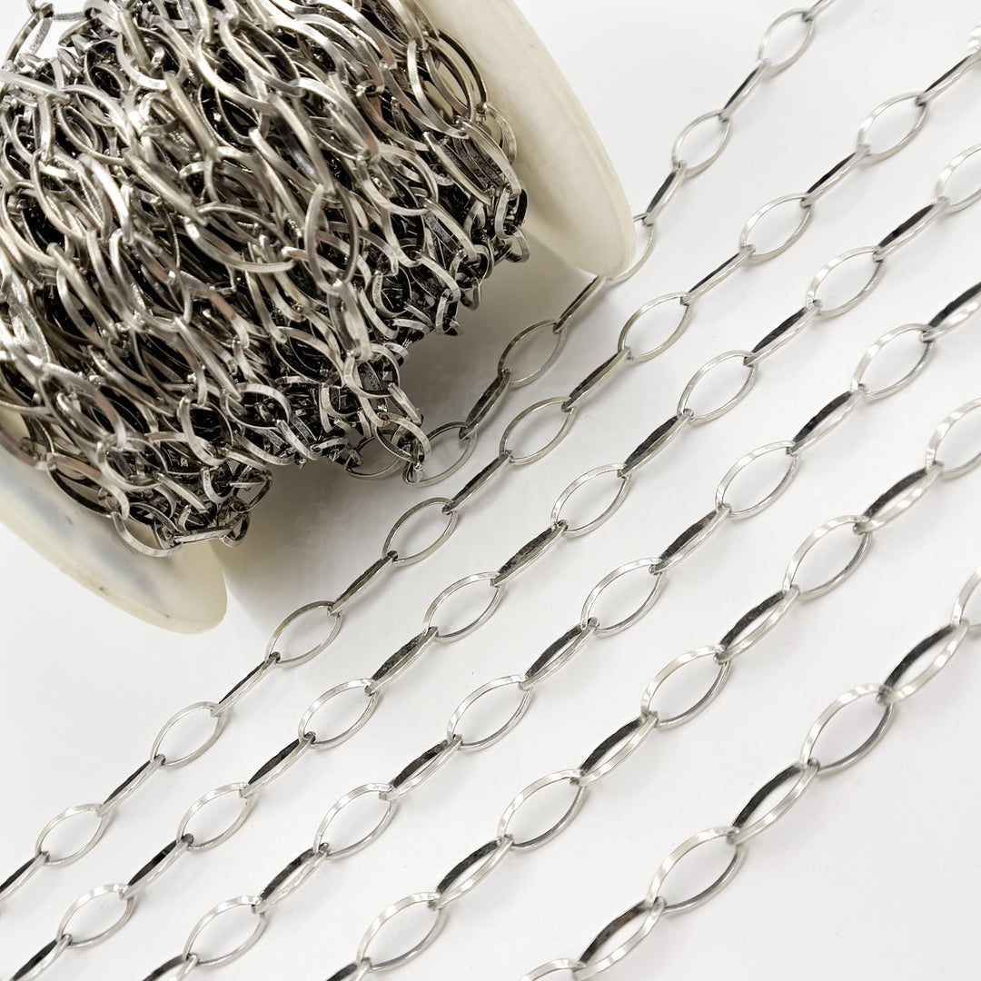 699OX. Oxidized Sterling Silver Marquis Shape Link Chain