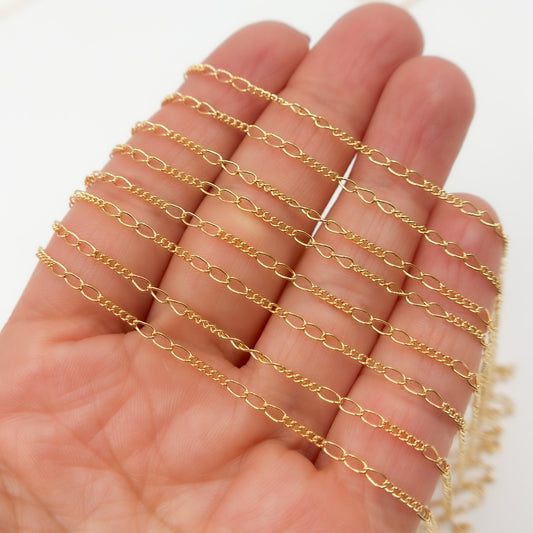 1653CGF. 14k Gold Filled 3 Long and 5 Short Link Chain