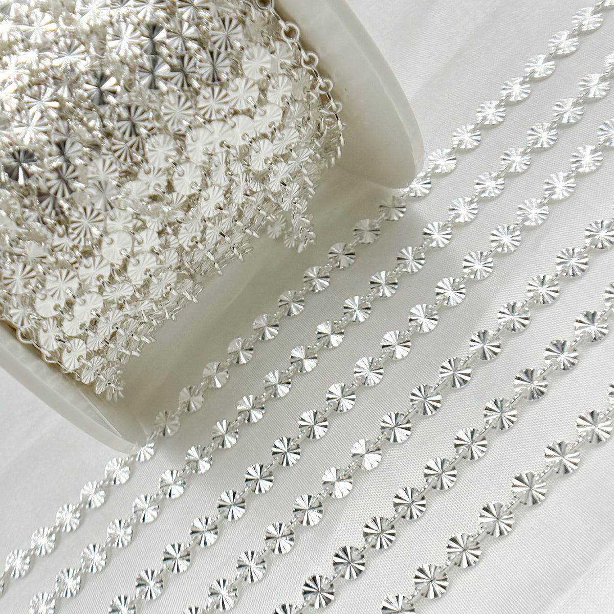 Sterling Silver Textured Circle Link Chain