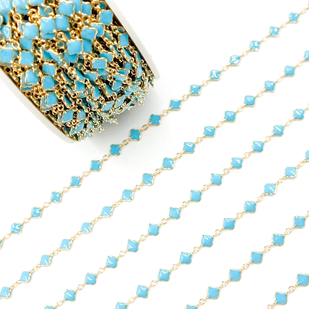 V315ENGF. 14K Gold Filled Enamel Clover Link Chains