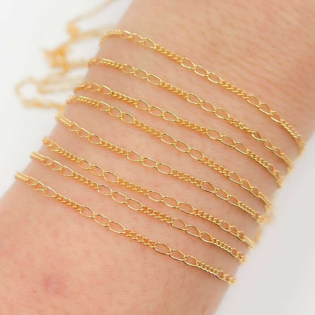 1653CGF. 14k Gold Filled 3 Long and 5 Short Link Chain