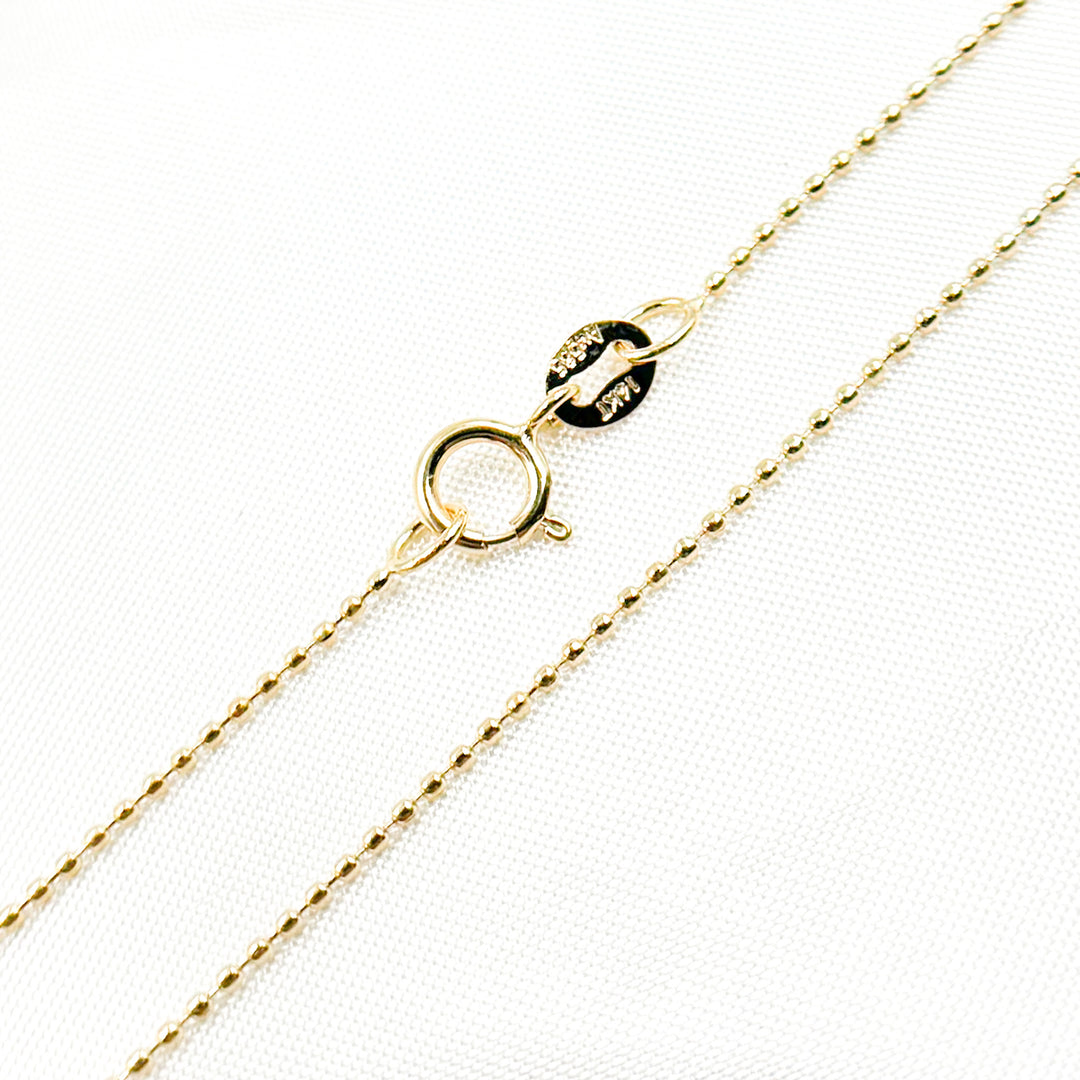 080CP. 14K Solid Gold Smooth Ball Chain