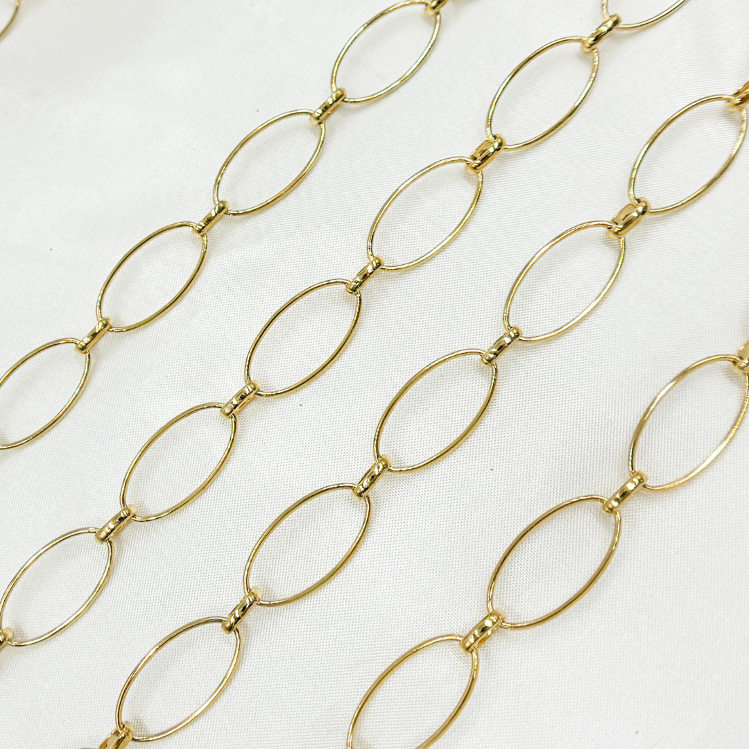 V153GP. Gold Plated 925 Sterling Silver Oval Link Chain