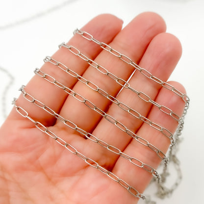 Oxidized Sterling Silver Paperclip Link Chain