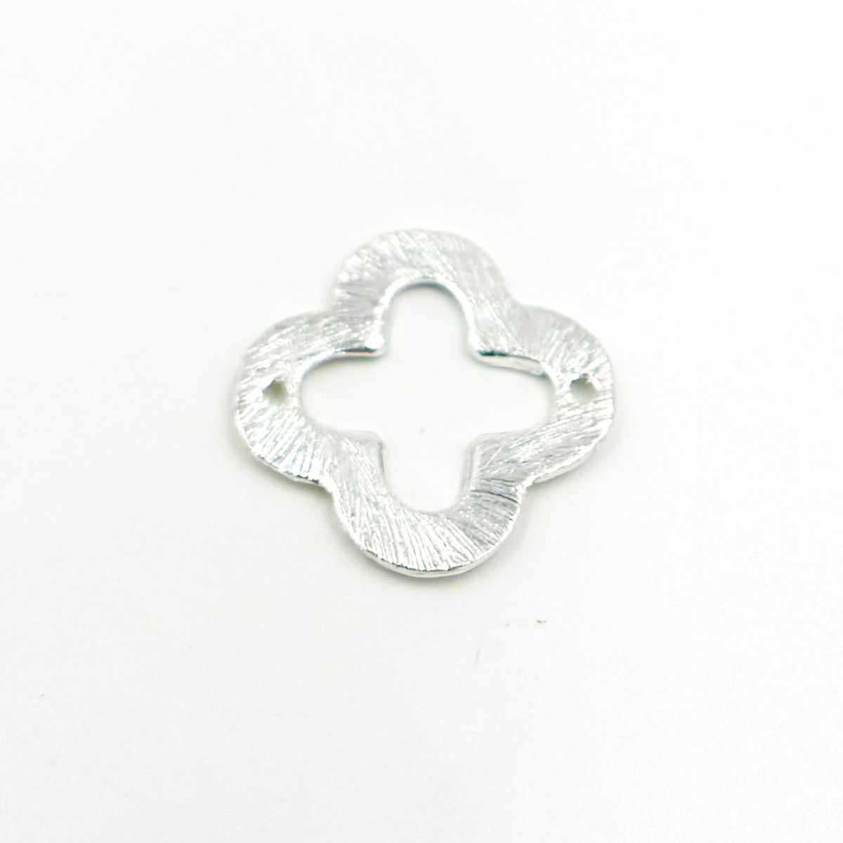 White Sterling Silver Brushed Flower Connector