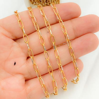 Gold Plated 925 Sterling Silver Diamond Cut Oval Link Chain