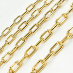 Load image into Gallery viewer, V176GP. Gold Plated 925 Sterling Silver Smooth Hollow Paperclip Link Chain