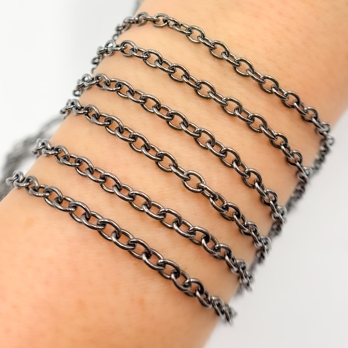 Black Rhodium Sterling Silver Cable Chain