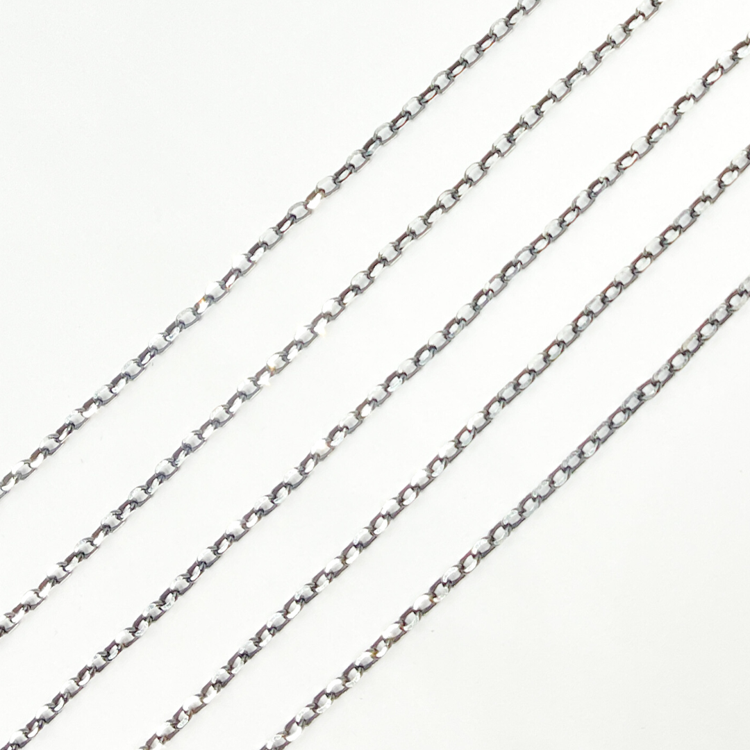 Black Rhodium 925 Sterling Silver Diamond Cut Rolo Chain
