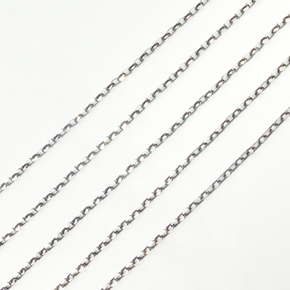 Black Rhodium 925 Sterling Silver Diamond Cut Rolo Chain